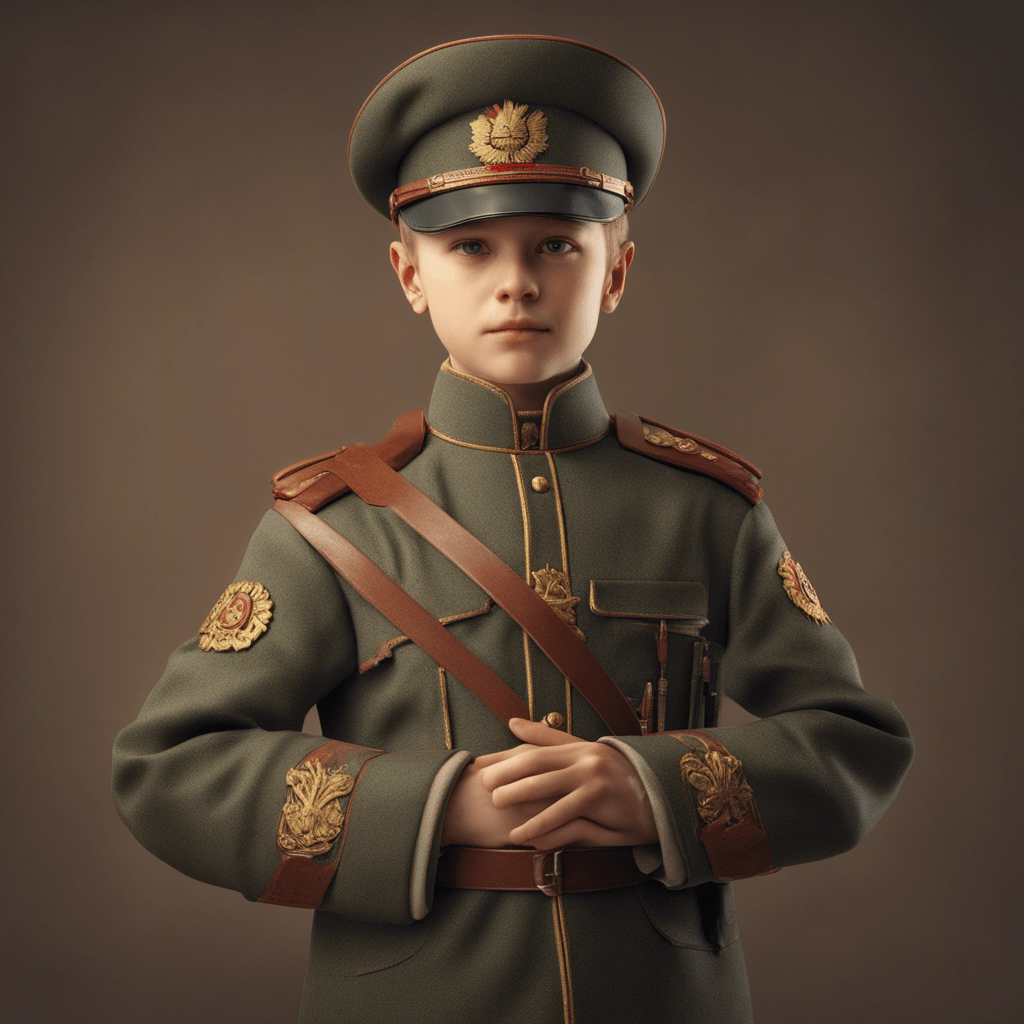 boy in Russian military uniform