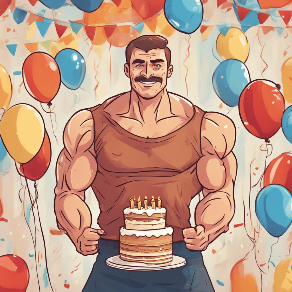 A tall, muscular Russian guy celebrates his birthday for thirty years