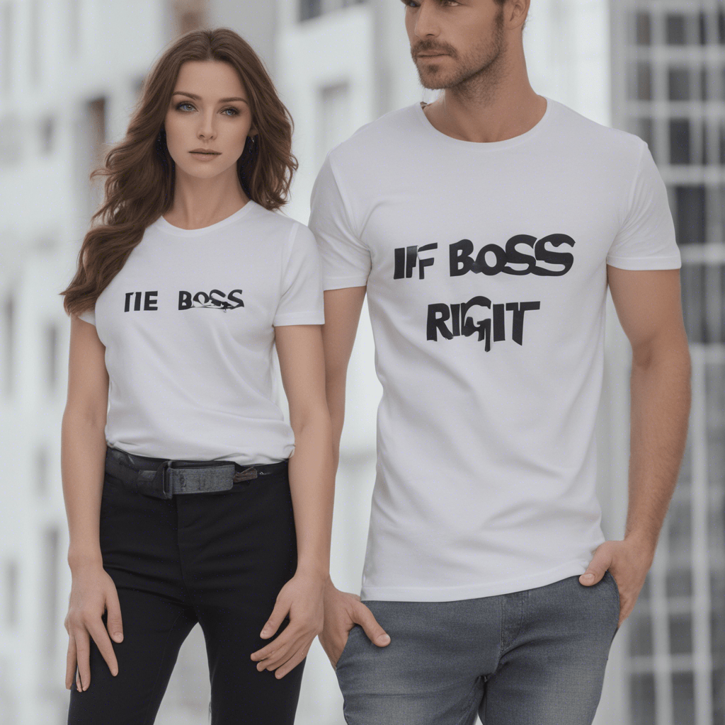 white printed T-shirt,
1 the boss is always right,
2 if you are not sure, read point-1