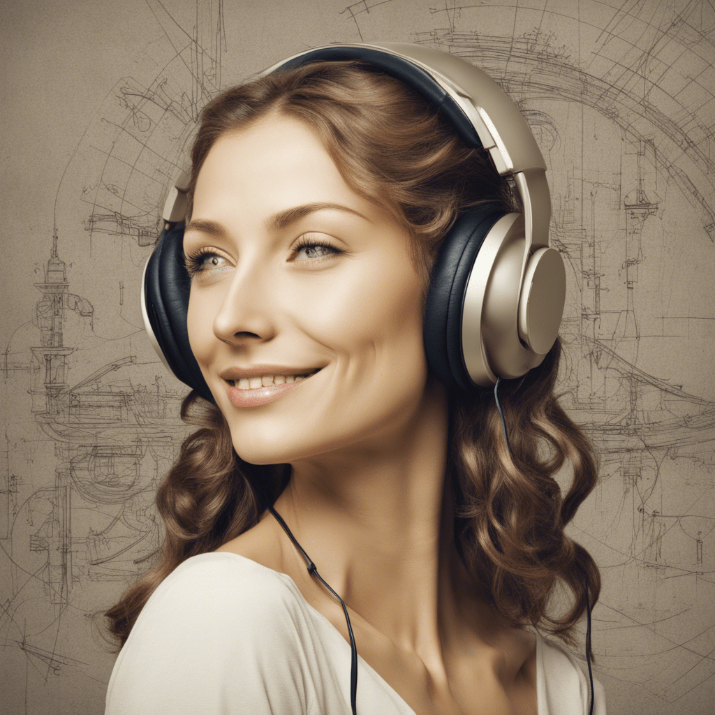 A beautiful woman enjoys listening to high end equipment.