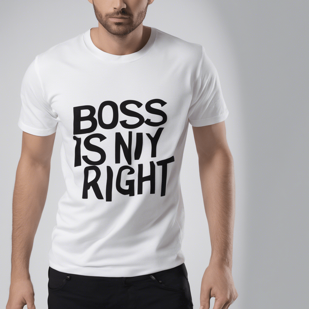 white printed T-shirt,
1 the boss is always right,
2 if you are not sure, read point-1