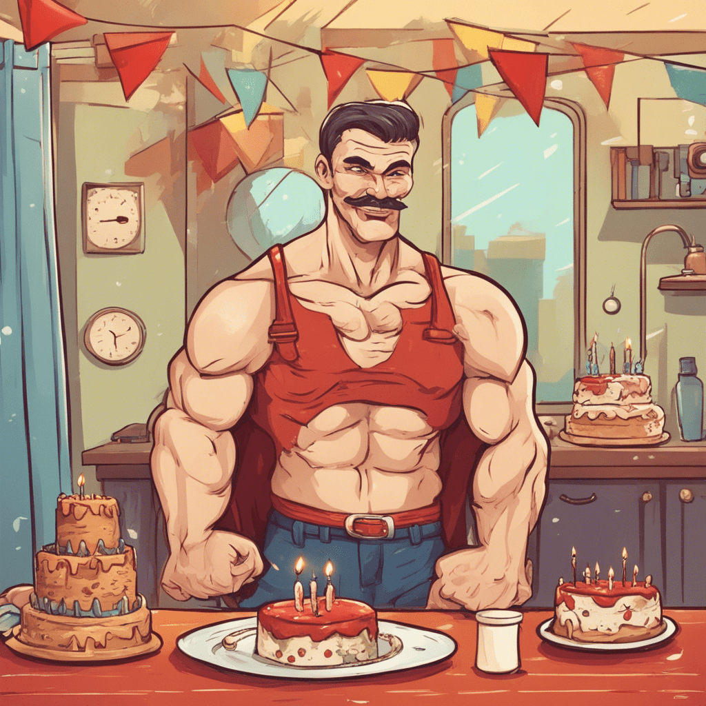 A tall, muscular Russian guy celebrates his birthday for thirty years