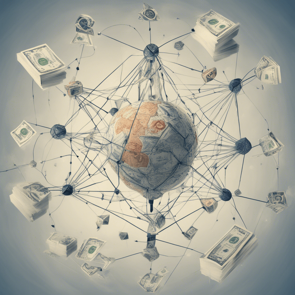 The image is a visualization of a neural network, with elements symbolizing a successful business and stable income. The neural network is depicted in the center, surrounded by business symbols such as currency notes and arrows indicating growth. Under the image you can add the text: “Launch your business using neural networks right now and receive 100% profit from each transaction. A unique solution for a successful start and stable income.”