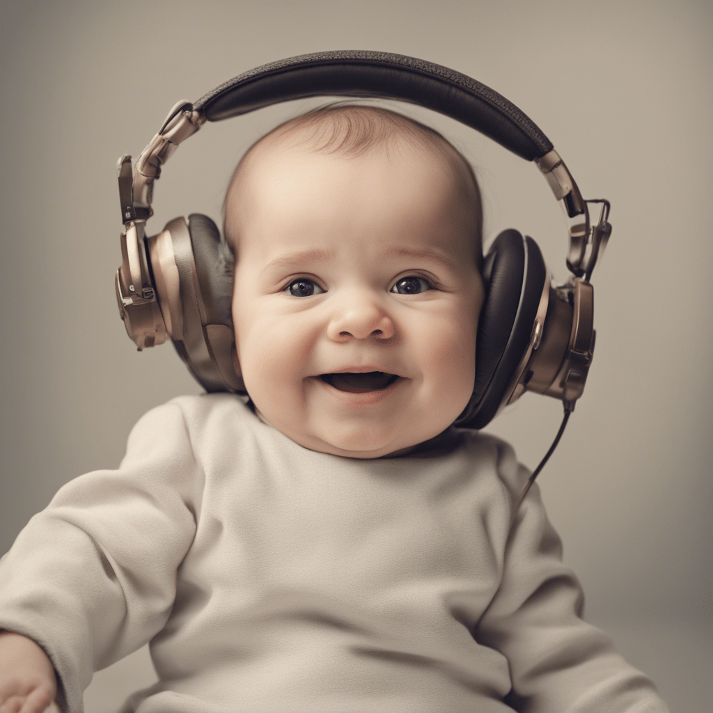 A baby enjoys listening to high end equipment.